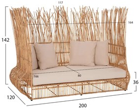 ΚΑΝΑΠΕΣ ΕΞ. ΧΩΡΟΥ ZEPHYR HM5988 ΚΑΛΑΜΙΑ RATTAN ΦΥΣΙΚΟ-ΜΠΕΖ ΜΑΞΙΛΑΡΙΑ 200x120x142Yεκ.
