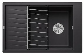 Blanco Elon XL 6 S Black SILGRANIT™ PuraDur™ Γρανιτένιος Νεροχύτης Ένθετος με 1 Γούρνα και Πλέγμα Αποστράγγισης 78x50cm