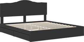vidaXL Κρεβάτι Αποθήκης Μαύρο 200 x 200 cm Επεξεργασμένο ξύλο