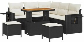 vidaXL Σετ Καναπέ Κήπου 8 pcs Μαύρο και κρεμ 90 x 55 x 71 cm