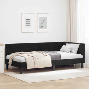 vidaXL Κρεβάτι Γωνίας Μαύρο 80 x 200 cm Βελούδο και Εργοστασιακό ξύλο