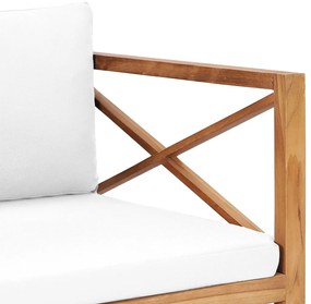vidaXL Παγκάκι Κήπου από Μασίφ Ξύλο Teak με Κρεμ Μαξιλάρια