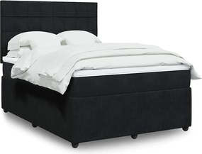 vidaXL Κρεβάτι Boxspring με Στρώμα Μαύρο 140x190 εκ. Βελούδινο