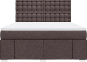 vidaXL Κρεβάτι Boxspring με Στρώμα Σκούρο Καφέ 180x200 εκ Υφασμάτινο