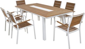 ΣΕΤ ΤΡΑΠΕΖΑΡΙΑΣ TABER HM10738.01 ΤΡΑΠΕΖΙ &amp; 6 ΠΟΛΥΘΡΟΝΕΣ-ΑΛΟΥΜΙΝΙΟ &amp; POLYWOOD-ΛΕΥΚΟ