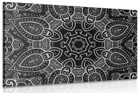 Εικόνα Mandala με ινδικό μοτίβο σε μαύρο & άσπρο - 120x80