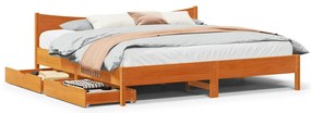 vidaXL Πλαίσιο Κρεβατιού με Συρτάρια 180x200 εκ. Μασίφ Ξύλο Πεύκου