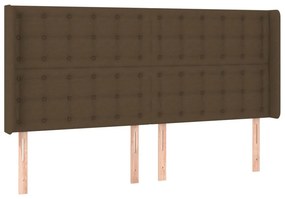 vidaXL Κρεβάτι Boxspring με Στρώμα &amp; LED Σκ.Καφέ 200x200εκ. Υφασμάτινο