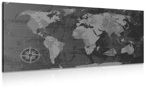Εικόνα ενός ρουστίκ παγκόσμιου χάρτη σε ασπρόμαυρο - 100x50