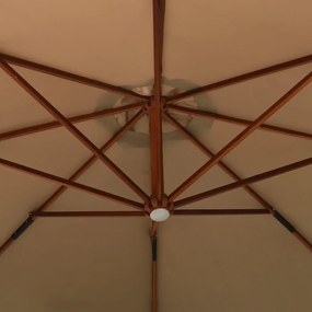 Ομπρέλα Κρεμαστή με Ξύλινο Ιστό Taupe 350 εκ. - Μπεζ-Γκρι