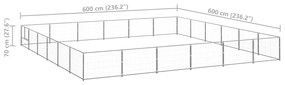 vidaXL Σπιτάκι Σκύλου Ασημί 36 μ² Ατσάλινο