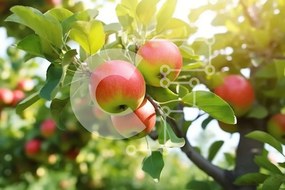 Intra Συλλεκτικό Ξύλινο Παζλ Plywood 4mm - Φρέσκα κόκκινα μήλα σε έναν οπωρώνα Σε Ξύλινο Κουτί - Διαστάσεις: 10x10 cm – 25 κομμάτια