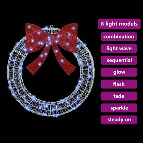 vidaXL Στεφάνι με 60 LED Ψυχρό λευκό 76 x 8.5 x 76 εκ Ακρυλικό