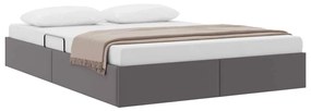 vidaXL Κρεβάτι Αποθήκης με στρώμα Γκρι 140 x 190 cm Τεχνητό δέρμα