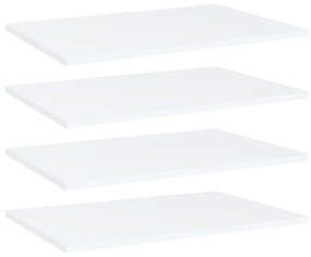 Ράφια Βιβλιοθήκης 4 τεμ. Λευκά 60x40x1,5 εκ. από Επεξ. Ξύλο