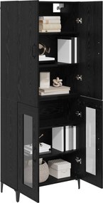 vidaXL Highboard Μαύρη Οξυά 69,5 x 34 x 180 εκ. Επεξεργασμένο ξύλο