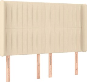 vidaXL Κρεβάτι Boxspring με Στρώμα &amp; LED Κρεμ 140x200 εκ. Υφασμάτινο