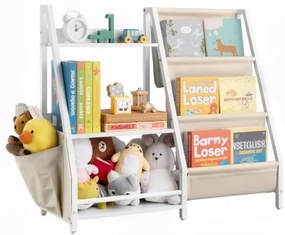 VEVOR 3-Tier Kids Bookshelf, Toy Storage Organizer for Toddler, Book Shelf for Kids Rooms with Sling Book Rack and Storage Bag, Kids Storage Book Shelves for Kids Room, Playroom, Kindergarten, Nursery