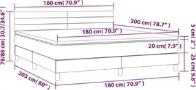 vidaXL Κρεβάτι Boxspring με Στρώμα Taupe 180x200 εκ. Υφασμάτινο