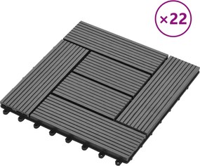 vidaXL Πλάκα Κατασκευής 22 pcs Γκρι 30 x 30 cm WPC