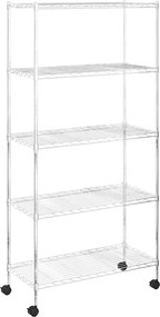 vidaXL Ραφιέρα 5 Επιπέδων με Τροχούς Χρωμέ 75x35x155 εκ. 250 κ.