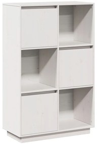 vidaXL Ντουλάπι Ψηλό Λευκό 74 x 35 x 117 εκ. από Μασίφ Ξύλο Πεύκου