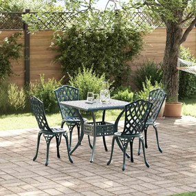 vidaXL Σερβίτσιο τραπεζιού κήπου 5 pcs Πράσινο Χυτό αλουμίνιο