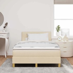 vidaXL LED Κρεβάτι με βάθρο με κεφαλάρι Κρεμ 120 x 190 cm ύφασμα