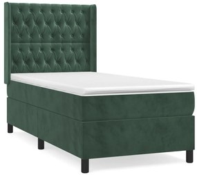 ΚΡΕΒΑΤΙ BOXSPRING ΜΕ ΣΤΡΩΜΑ ΣΚΟΥΡΟ ΠΡΑΣΙΝΟ 100X200ΕΚ. ΒΕΛΟΥΔΙΝΟ 3132846