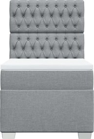vidaXL Κρεβάτι Boxspring με Στρώμα Ανοιχτό Γκρι 90x200 εκ. Υφασμάτινο