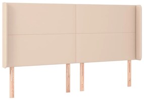 vidaXL Κρεβάτι Boxspring Στρώμα&amp;LED Καπουτσίνο 200x200 εκ. Συνθ. Δέρμα