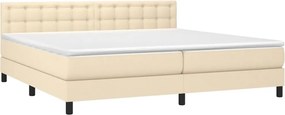 vidaXL Κρεβάτι Boxspring με Στρώμα Κρεμ 200x200 εκ. Υφασμάτινο