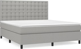 vidaXL Κρεβάτι Boxspring με Στρώμα Ανοιχτό Γκρι 180x200 εκ. Υφασμάτινο
