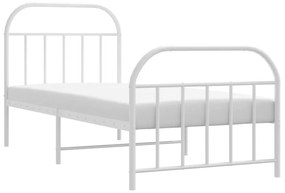 vidaXL Πλαίσιο Κρεβατιού με Κεφαλάρι/Ποδαρικό Λευκό 90x190 εκ. Μέταλλο