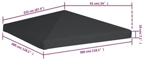 vidaXL Κάλυμμα για Κιόσκι Γκρι 3 x 3 μ. 310 γρ./μ²