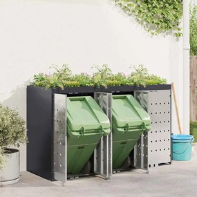 vidaXL Αποθήκη τροχήλατου κάδου για 3 κάδους Ατσάλι Ανθρακί