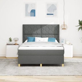 vidaXL Στρώμα κρεβατιού με ματress & LED Σκούρο Γκρι 160x200 εκ. Υφασμά