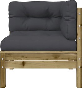 vidaXL Patio Sofa 2-θέσιο Treated pine wood, Oxford fabric, PP cotton