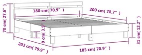 Πλαίσιο Κρεβατιού με Κεφαλάρι Sonoma Δρυς 180x200εκ. Επεξ. Ξύλο 3207401