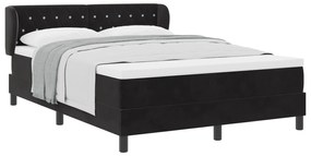 vidaXL Κρεβάτι Box Spring με Στρώμα  Μαύρο 160x200 εκ. Βελούδο