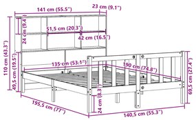 ΚΡΕΒΑΤΙ ΒΙΒΛΙΟΘΗΚΗ ΧΩΡΙΣ ΣΤΡΩΜΑ 135X190 ΕΚ ΜΑΣΙΦ ΞΥΛΟ ΠΕΥΚΟΥ 3321717