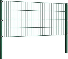vidaXL Πάνελ Περίφραξης με Στύλους Σιδερένιο Πράσινο 1730x80 εκ.