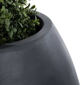 GloboStar® Artificial Garden COLOMBO 20695 Διακοσμητικό Πολυεστερικό Τσιμεντένιο Κασπώ Γλάστρα - Flower Pot Μαύρο Φ60 x Υ45cm