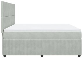 vidaXL Κρεβάτι Boxspring με Στρώμα Ανοιχτό Γκρι 200x200 εκ. Βελούδινο