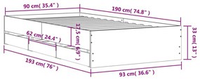 Πλαίσιο Κρεβατιού με Συρτάρια Λευκό 90x190 εκ. Επεξ. Ξύλο - Λευκό