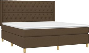 vidaXL Κρεβάτι Boxspring με Στρώμα &amp; LED Σκ.Καφέ 160x200εκ. Υφασμάτινο