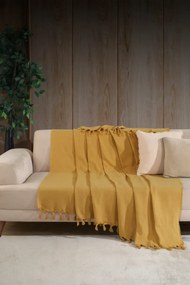 Stewehome Φυσική βαμβακερή ριγέ κουβέρτα για καναπέ 180x215 cm