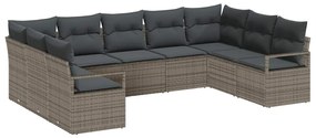 vidaXL Σετ Καναπέ Κήπου 9 pcs Γκρι Πολυ rattan, βαμμένο ατσάλι