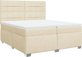 vidaXL Κρεβάτι Boxspring με Στρώμα Κρεμ 200x200 εκ. Υφασμάτινο
