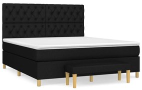 Κρεβάτι Boxspring με Στρώμα Μαύρο 160x200 εκ. Υφασμάτινο - Μαύρο